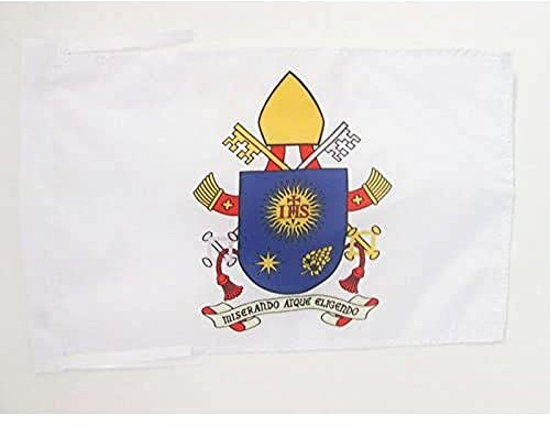 AZ FLAG Bandiera Gran Stemma di Papa Francesco 45x30 cm Cordini | Uso interno ed esterno bandiera decorativa vaticana doppie cuciture e bordi rinforzati poliestere 100D