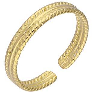 jewellerybox Sterlingsilber in Gold getaucht Gerippt Einstellbar Midi Zehenring