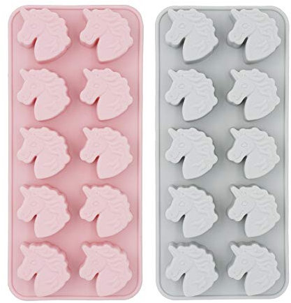 MoldFun 2 Pack Unicorn Head Silicone Molds Set for Making Chocolate Hard Candy Gummy Jello Jelly Small Soap Bath Bombs Baking Cupcake Treat Oreo Cookie Ice Cube Tray