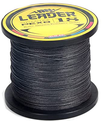 LSHEL Geflochtene Angelschnur 8fach 1000m PE Super Starke Geflochtene Schnüre für Süßwasser Salzwasser, Schwarz, 8.0# 0.50mm/40.2kg/80lb