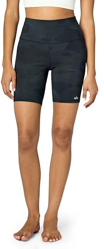 Alo Yoga Damen Vapor Shorts mit hoher Taille, Camouflage schwarz, X-Klein