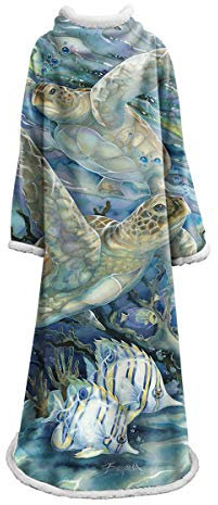 Odot Kuscheldecke mit Ärmeln, Cozy Flauschige Weiche Decke TV-Decke aus Microfaser Kuschelige und Wärmende Wohn-Decke Ärmeldecke ideal für die kalte Jahreszeit (127x178cm,Fisch)