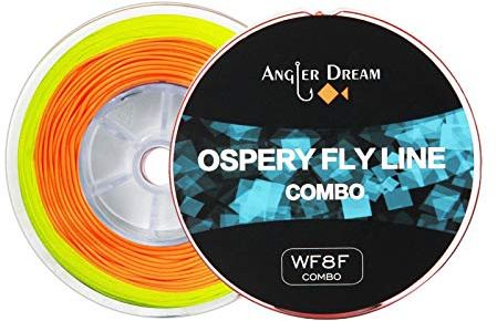 ANGLER DREAM WF3F Fly Line with Welded Loop Fishing Line Combo Weight Forward Fishing Line with Braided Backing Tapered Leader Preload Line(Orange 100F Fly Line)