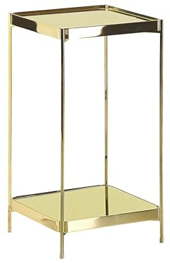 Beliani Tavolino Dorato in Vetro Temperato 29 x 29 x 60 cm Gambe in Metallo