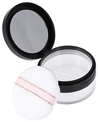Minkissy Leerer Behälter für losen Puder mit Puderquaste, Kunststoff-Kompaktbehälter für losen Gesichtspuder, Kosmetikdosen, nachfüllbare Puderquastenbox, Box für losen Puder mit Sieb