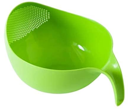 Rice Washing Filter Strainer Basket Colander Sieve Fruit Vegetable Bowl Drainer Cleaning Tools Home Kitchen Kit (S, green)