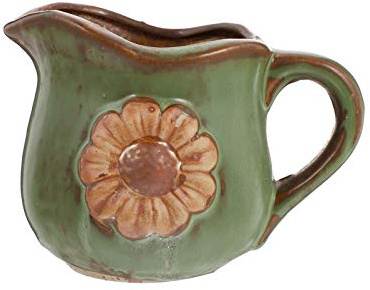 Cabilock Pflanzentopf Retro-Stil Mit Gänseblümchenmuster Und Henkel Blumentopf Für Garten Mit Abflussloch Dekorativer Topf Für Fensterbänke Und Schreibtische