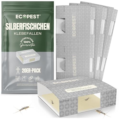 Piège à Les Poissons d’Argent - Paquet de 20 | Pièges à Colle d'Intérieur pour Poissons d'argent et Autres Insectes Rampants | Piège pour Poissons d’Argent, Piège à Appâts, Moniteur, et Détecteur