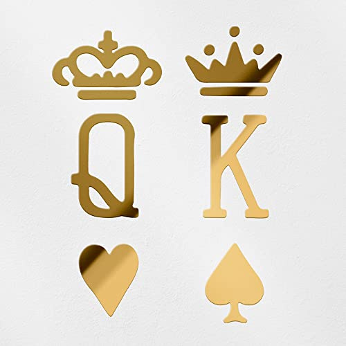 Decal Stickers of Tattoo Couple King and Queen Cards (Metallic Gold) (Set of 2) Premium Waterproof Vinyl Decal Stickers for Laptop Phone Accessory Helmet Car Window Mug Tuber - ANDstic0h1422GO