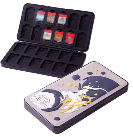 PERFECTSIGHT Cute Game Card Case for Nintendo Switch/Switch Lite/OLED, 24 Game Holder Cartridge Case for Game Cards and 24 SD Cards, Kawaii Portable Compact Storage Box (Grey Arceus, 24 Slots)