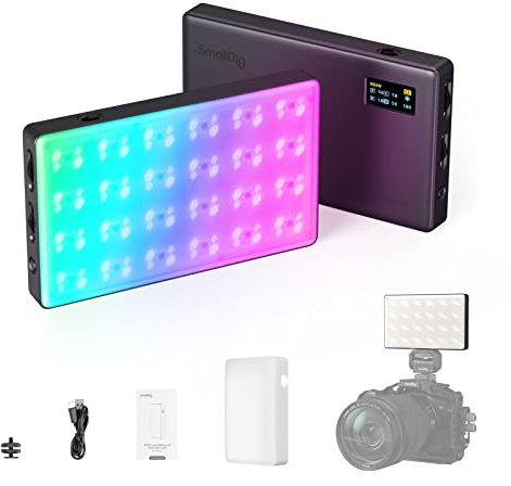 SMALLRIG RGB Video Light, RM120 Portable on Camera Light, 5000mAh 2500K-8500K CRI 98+, Éclairage de Vidéoconférence Professionnel Full Color LED Light Panel pour Vlog, Photography - 3808