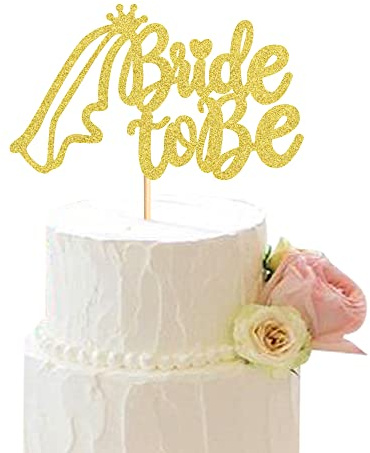 Blumomon 1Pc Bride to Be Cake Topper Gold Glitter Ring Cake Pick Bride to Be Cake Decoration Wedding Bachelorette Bridal Shower Theme Party Cake Decoration Supplies