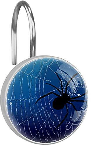 12 confezioni di ganci decorativi per tenda da doccia, in acciaio inox, per bagno, tenda da doccia, anelli per tenda da doccia, motivo ragno nero