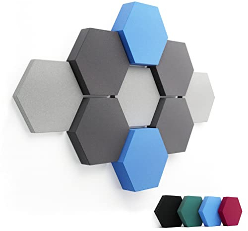 FENNEXT® Schallabsorber Wand Paneele [9 Stk.] für spürbar reduzierte Geräusche I Modernes Akustikbild aus Hexagon Akustikplatten I Unbedenkliche Akustikpaneele hergestellt in der EU I 3D Panels