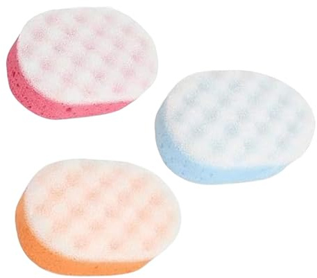 HOMESHOPA Bath Sponge for Adults, 3 Pack Exfoliating Body Shower Scrubber for Men Women Kids Children, Double-Sided Body Massage Sponges with 3 Colors, Cleaning Exfoliating Bathing Accessories