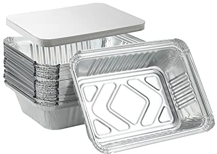 Waytiffer 25Pack Disposable Aluminum Foil Pans with Lids, Heavy Duty Bread Tins 2.25LB - Capacity 8.5x6.3” Takeout Pans, Tin Foil for Reheating, Baking