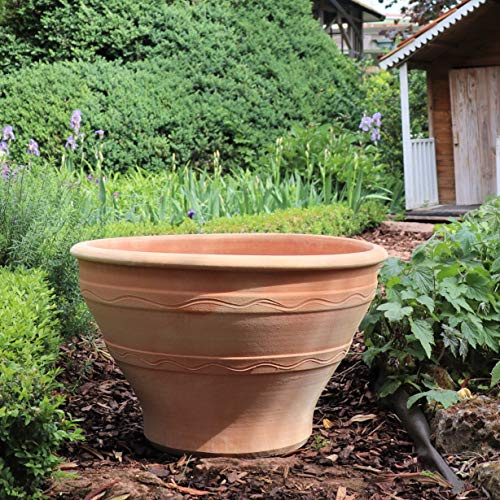 Palatina Werkstatt Artemisia 70 Terracotta Pflanzkübel handgefertigt aus Kreta – frostfest, winterhart, großer Blumentopf 73 cm für Garten, Terrasse & Balkon, Pflanzgefäß Unikat für innen & außen
