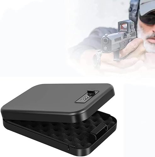 waffenkiste sicher Tragbarer Waffentresor for Pistolen, Kleiner Tragbarer Pistolentresor Mit 4-stelligem Kombinationsschloss for Die Waffenaufbewahrung, for Auto, Zuhause, Reisen