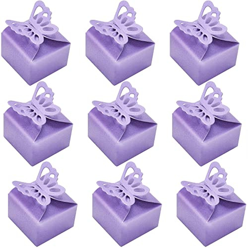 Süßigkeiten Schachtel Hochzeit 50 STK Klein Geschenkbox Hochzeit Gastgeschenk Boxen Schmetterling Geschenkbox Gastgeschenk Süßigkeiten Kästen für Geburtstag Party Taufe Babyparty (Purple)
