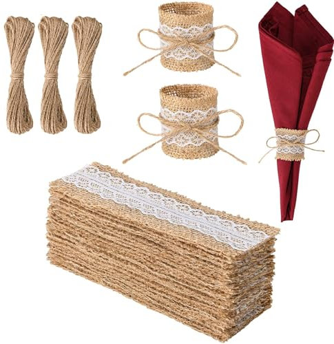 Serviettenringe aus Jute，SYZOW 100 Stück Serviettenringe Napkin Rings Serviettenschnalle Serviettenringe Weihnachten Serviettenringe Set für Hochzeit Weihnachten Geburtstag (2 Typ)