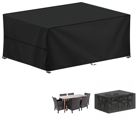 LAMUNI Housse pour Mobilier de Jardin, 420D Oxford Bâche Table de Jardin | Imperméable Housse Table Jardin Bache de Protection Exterieur Salon de Jardin pour Table, Chaise et Canapé, 220x110x75cm