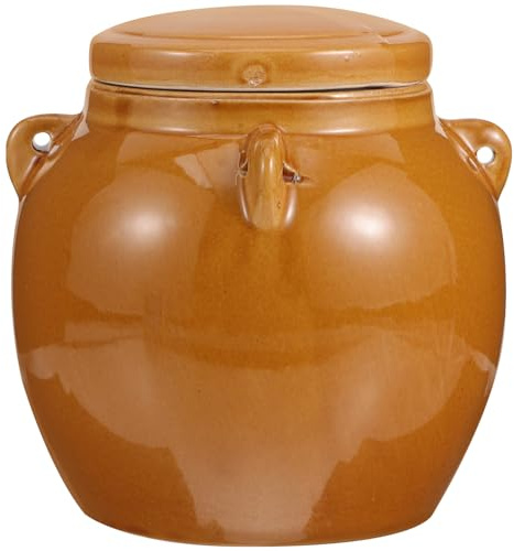 UPKOCH Vintage Keramik Honigtopf mit Deckel, 1kg, für Lebensmittel | Keramik, Geeignet für Gurken und Andere Eingelegte Speisen, Aufbewahrungsgefäß für Hausgebrauch