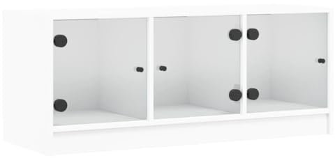 vidaXL Mobile Porta TV con Ante in Vetro Bianco 102x37x42 cm