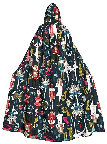Damen-Umhang mit Nussknacker, Ballett, Weihnachten, Tanz, voller Länge, Karneval, Umhang mit Kapuze, Unisex, Cosplay, Kostüme, Umhang für Erwachsene, 185 cm
