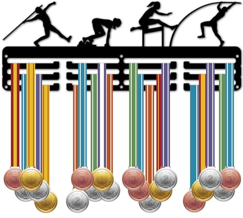 CREATCABIN Leichtathletik-Medaillenhalter, Ausstellungs-Medaillenhalter, Sportregal, Wandhalterung, Rahmen, Eisen-Dekor, Medaillenaufhänger, Organizer zum Aufhängen von Medaillen, Laufen, Springen,