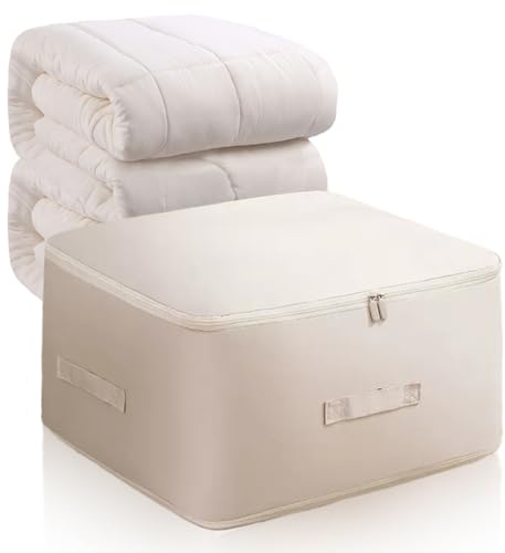 Super Platzsparender Selbstkompaktierender Organizer, 2024 Upgrade KomprimierenderBeutel, Groß Aufbewahrungstasche Packing Cubes Organizertaschen für bettdecken Kleidung (Beige, XL# 52x42x60CM)