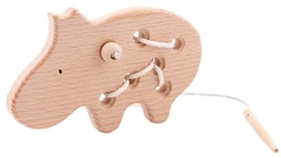 Aublinto Baby trådspel av trä snörleksak för småbarn trådleksak pedagogisk leksak för trädning av rep Montessori leksak 2 år