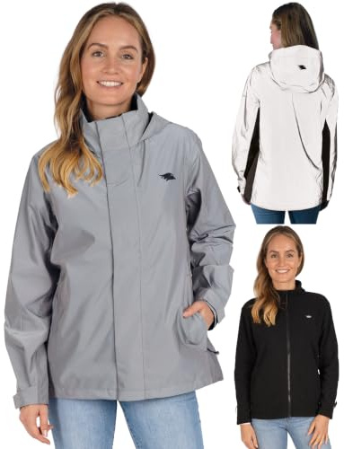 Valkental - Reflektierende & Wasserdichte 3in1 Jacke Damen [Fleece Zipp-In & Verstaubare Kapuze] Geeignet als Winterjacke, Regenjacke & Fahrradjacke - 10.000mm Wassersäule - Doppel Reißverschluss