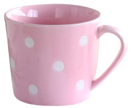 Jarsense Tasse à café en céramique avec poignée - Jolie tasse à cappuccino - 200 ml - Motif à pois - Pour petit déjeuner - Tasse à thé créative - Tasse à lait (rose)