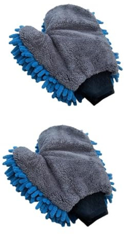 KOMBIUDA 2stücke Chenille Auto Waschhandschuh Wasserfester Kratzfreier Duster Mit Fingerhandschuhen Aus Mikrofaser Für Effektive Reinigung Von Auto Boot Und Mehr