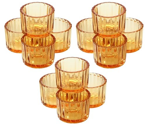 12 Stück Teelichthalter, 5.5 x 3.8 cm große Teelichtgläser Vintage,Teelichthalter Glas, Kerzengläser Zum Befüllen Geeignet für Tischdekoration, Hochzeit, Geburtstagsfeier und Heimdekoration
