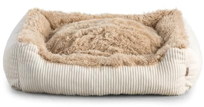 Gutekissen® SHAGGY Hundbädd i exklusivt tyg XS-3XL – Slitstark hundsäng, hundkudde och viloplats för hundar av hög kvalitet (XS - 55x45, Beige)