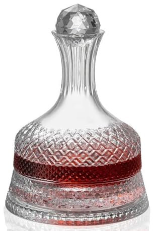 ZZTWER Decanter con Rotazione a 360° da 1500 ml/50 Once, aeratore per Vino in Vetro di Cristallo, Decanter per Vino Rosso con Tappo a Globo per Vino Rosso e intrattenimento Domestico