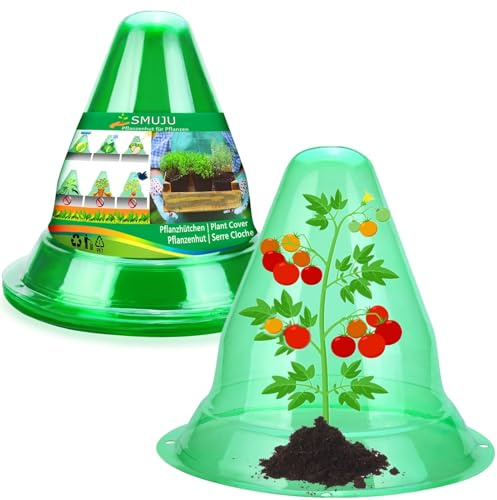 【25 Stück】Pflanzenhut, Pflanzhütchen Transparente Abdeckung für Salatpflanzen zum Schutz vor Vögeln, Schnecken, Frost oder Witterung - Schützt Pflanzen vor Tierfraß, Ø 27cm, Grün (25 Stück Groß)