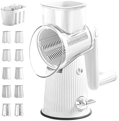 5 in 1 Rotary Cheese Grater with Replaceable, Hand Crank Cheese Shredder with Handle, Vegetable Shredder for Cheese, Walnut, Potato, Carrot Cheese Grater Hand Crank