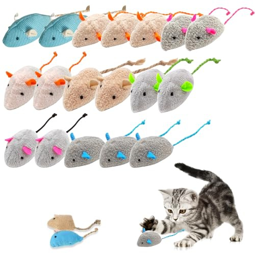 VAIGU:OA 18 Stück Katzenminzen Spielzeug, Plüsch Katzenspielzeug Maus Set Spielzeug Katze Catnip Toy Interaktives für Katzen und Kätzchen