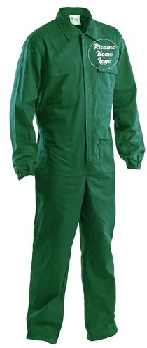 Ristohouse Tuta da Lavoro Intera in Cotone, Blu Navy, 260 gr/m², con Elastici ai Polsi, Tasche Multiple (Verde, XL)