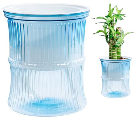 Tuxxjzm Vaso da fiori autoirrigante con serbatoio a prova di perdite, contenitore trasparente per piante da interno, violette africane