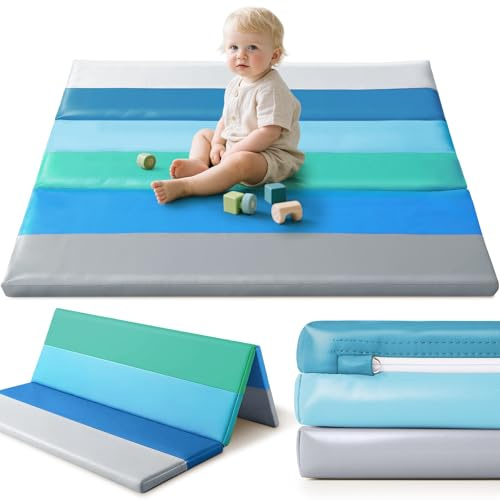 JungleDove Schaumstoff Spielmatte für Baby: 121 x 121cm PU-Leder wasserdicht Kinder Spielmatte - Baby Spielmatten für Boden - Thick Spielmatte für Laufstall gepolstert Laufstall Matratze (Modern)