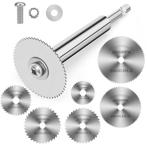 KAIRUIERD 7Pcs Drill Saw Blades for Dremel Rotary Tool,Dremel Cutting Discs Circular Saw Blades for Wood Plastic Metal Cutting