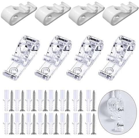 ShiningUU 8pcs Plastic Roller Roman Blind Chain Cord P Clips with Screws and Pillars, Child Safety Roller Blind Clips for Vertical/Roman Blinds, Window Blinds, Blind Fittings