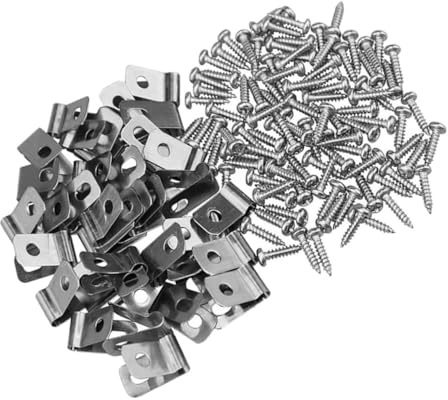 BESTonZON 100 Ensembles Clips de Clôture Acier Inoxydable Vis Fixations Robustes pour Grillages et Animaux pour et Bâtiments