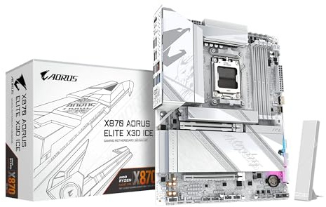 GIGABYTE X870 AORUS ELITE X3D ICE Motherboard - Supports AMD Ryzen 9000 CPUs, 16+2+2 Phases Digital VRM, up to 9000Hz DDR5 (OC), 2xPCIe 5.0 + 2xPCIe 4.0, Wi-Fi 7, 2.5GbE LAN, USB 4