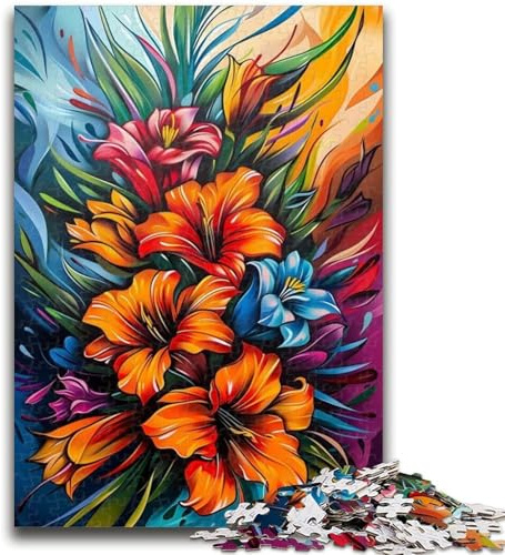 Adult Jigsaw Puzzles 1000 Pieces Graffiti Art Gladiolus Flower Puzzles for Teenagers,Stress Reliever Difficult Challenge Unique Home Decor And Gifts (50x75cm)