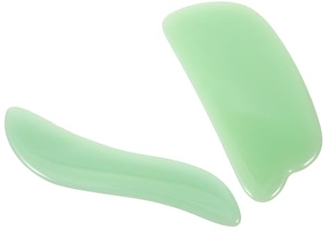 SOIMISS 2 Stück Jade Gua Sha Massagegerät Grün Easy To Hold Geeignet für Anfänger Effektives Gesichtsroller Massagegerät zur Hautpflege und Muskelentspannung
