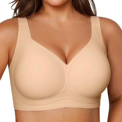 Vertvie Soutien-gorge en gelée pour femme sans armatures | Bralette sans couture sans couture pour personnes âgées, couverture complète et lissage du dos, push-up